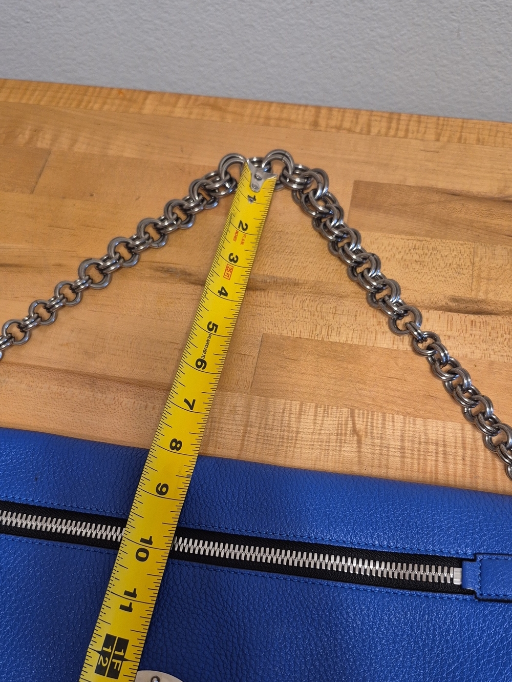 Marc Jacobs Gotham Blue Pebbled Leather Silver Chain Shoulder / Hand Purse Bag - Picture 11 of 15